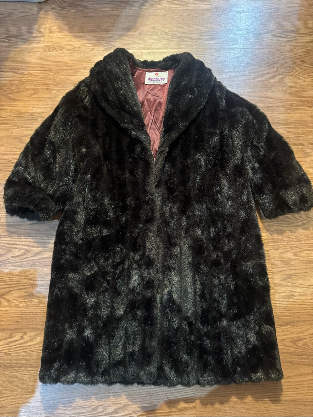 Vintage Faux Fur Coat  with Shawl Collar